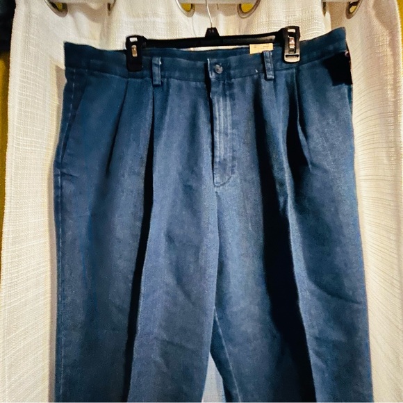 dockers blue pleated crease individual fit khaki pants - Picture 9 of 10